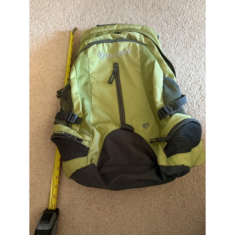 Outdoor Products Backpack Lime Green Ripstop Nylon Hiking School Bag 18in